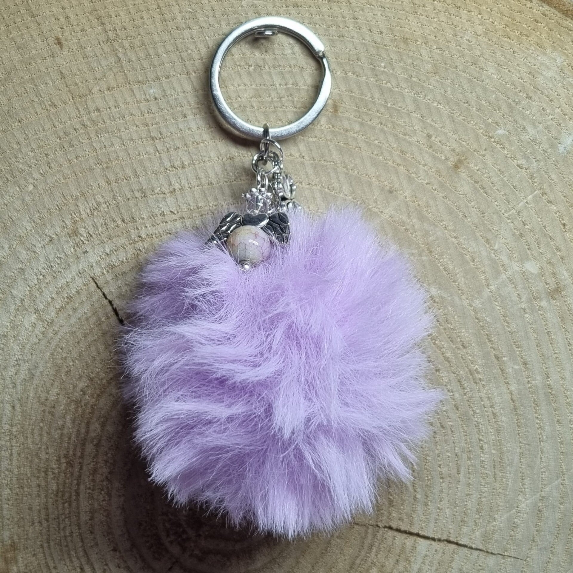 Sleutelhanger pom pom lila