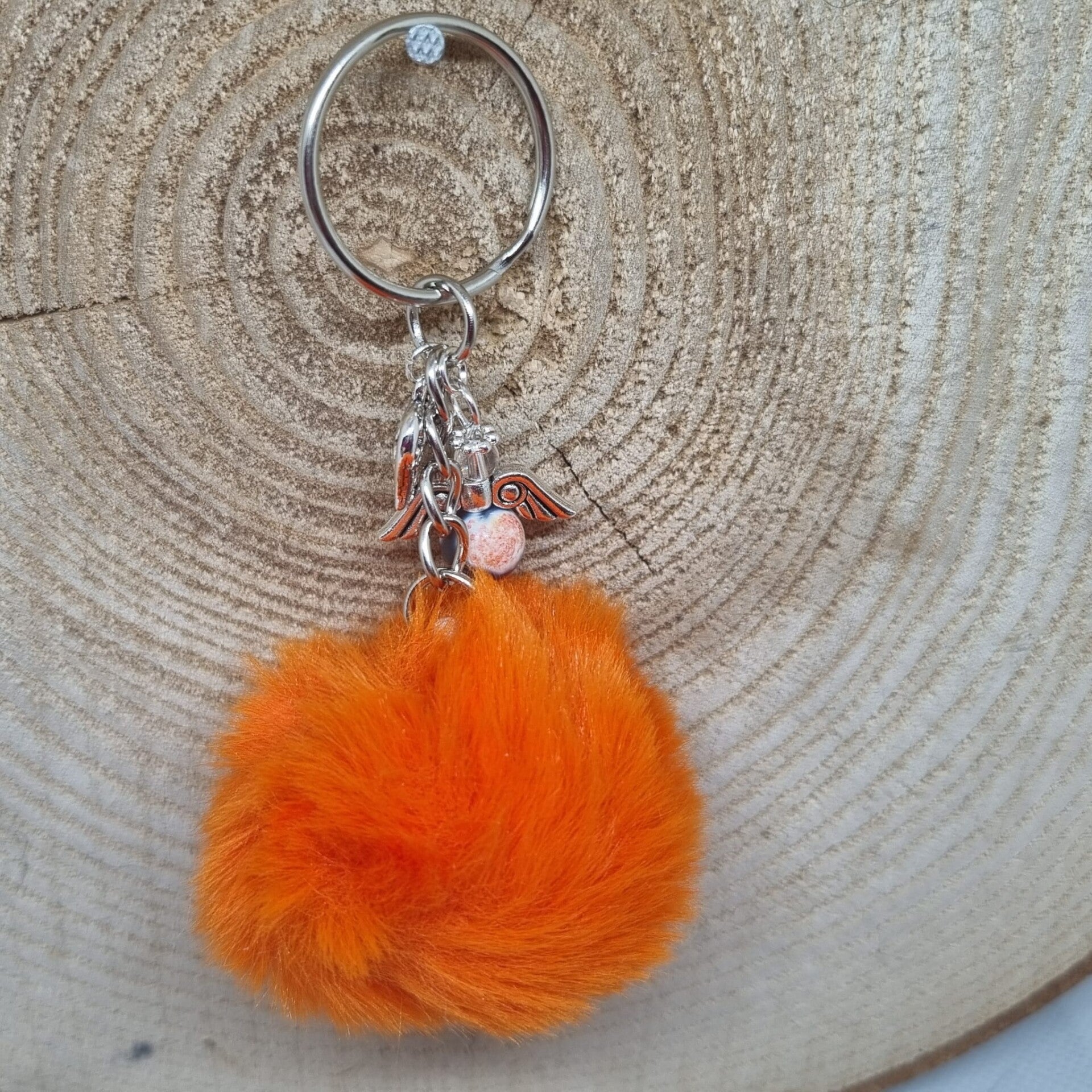 Sleutelhanger pom pom oranje