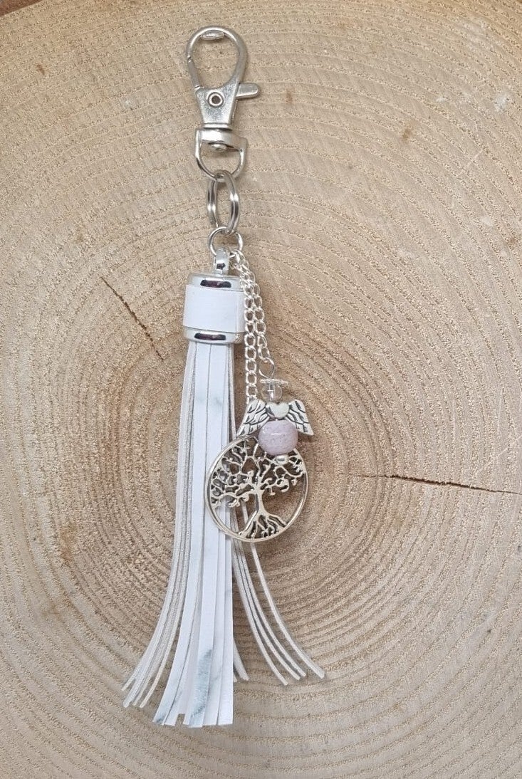 Tassenhanger kwast wit marmer