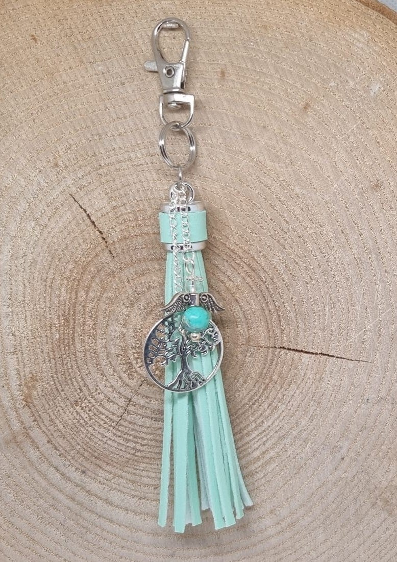 Tassenhanger kwast mint groen