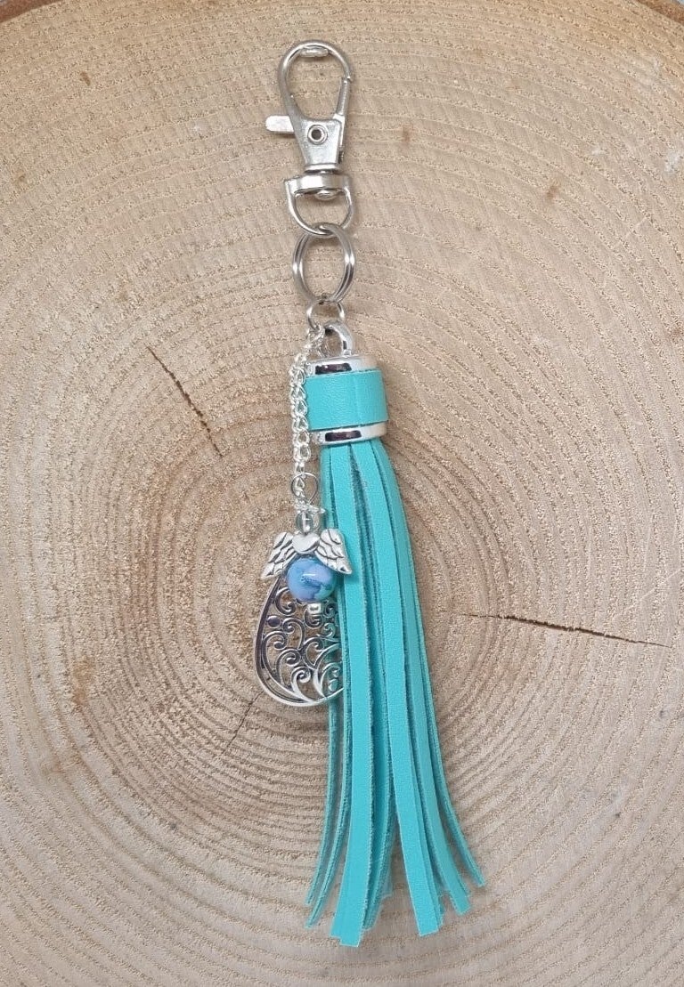 Tassenhanger kwast turquoise