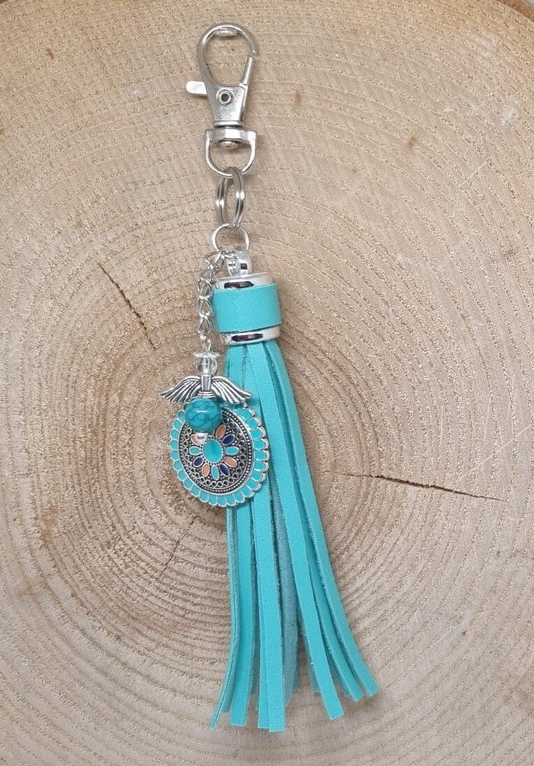 Tassenhanger kwast turquoise