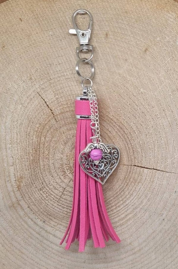 Tassenhanger kwast roze