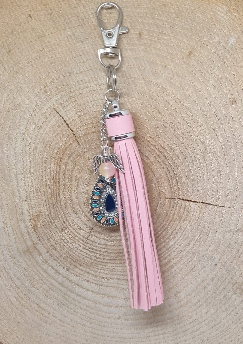 Tassenhanger kwast roze