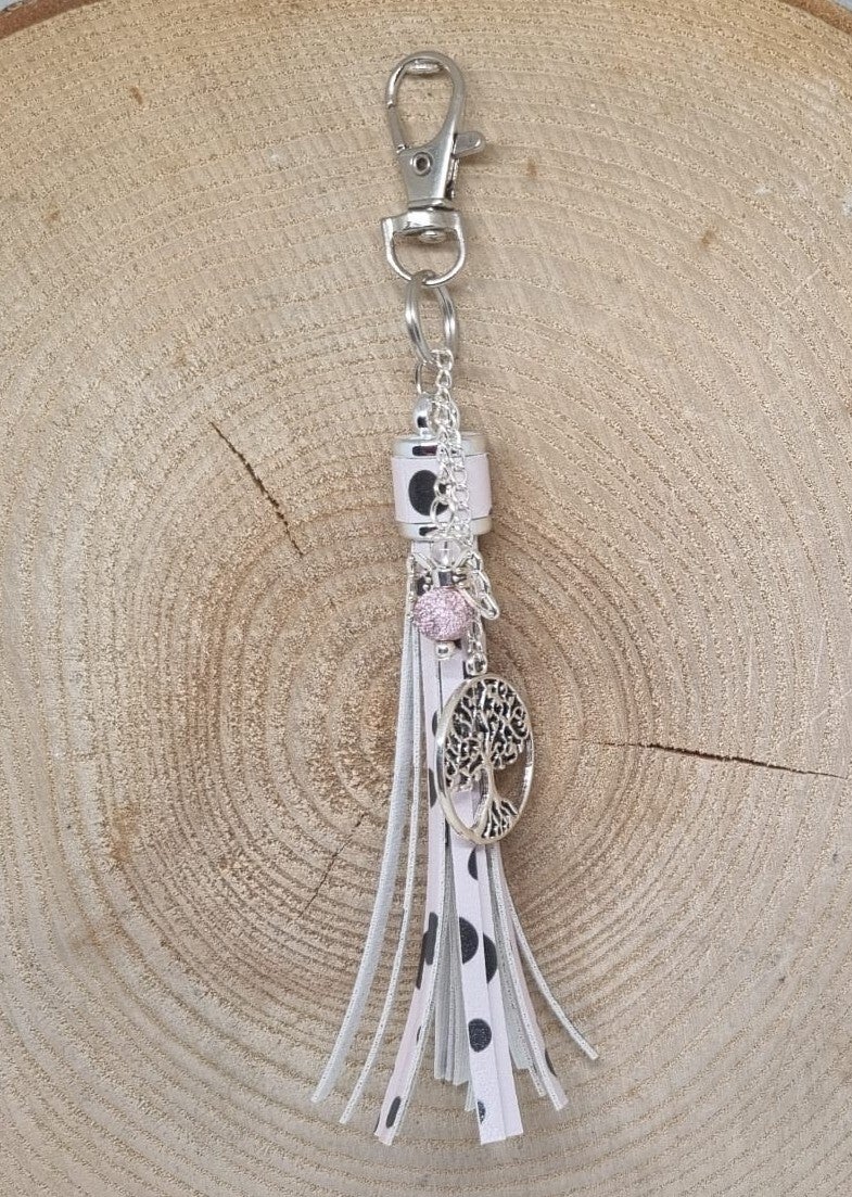 Tassenhanger kwast lila zwart