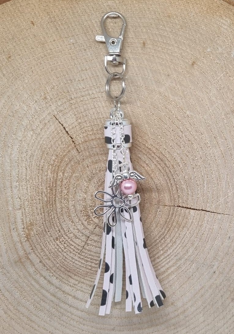 Tassenhanger kwast lila zwart