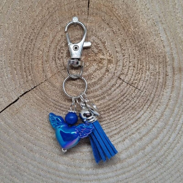 Sleutelhanger engel hart blauw