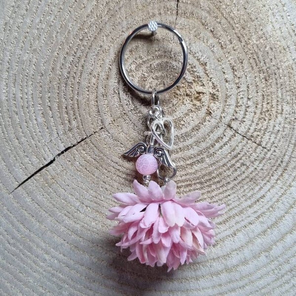 Sleutelhanger bloem roze