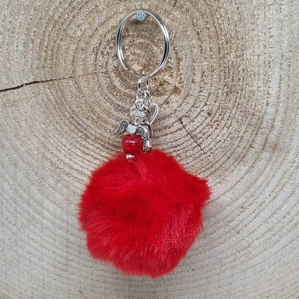 Sleutelhanger pom pom rood