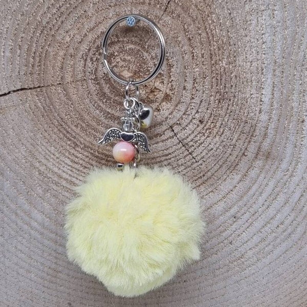 Sleutelhanger pom pom geel
