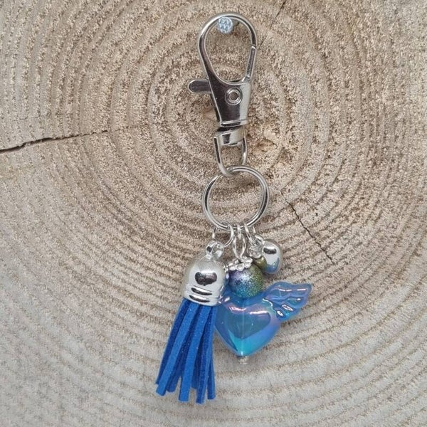 Sleutelhanger engel hart blauw
