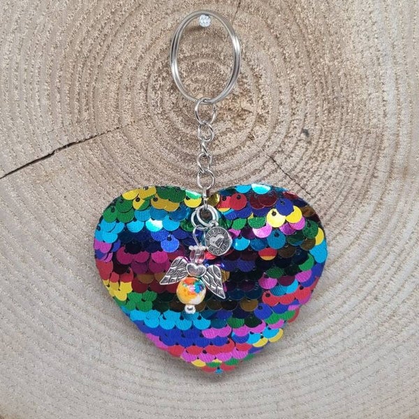 Sleutelhanger hart regenboog