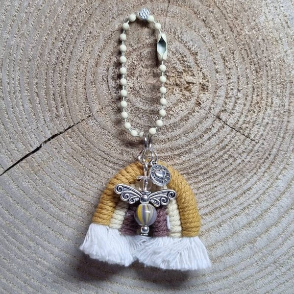 Sleutelhanger regenboog geel/beige/bruin