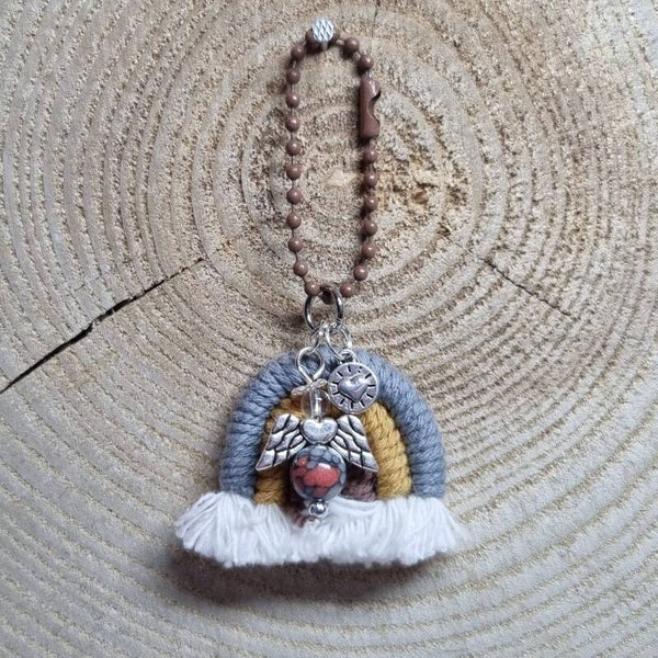 Sleutelhanger regenboog grijs/geel/bruin
