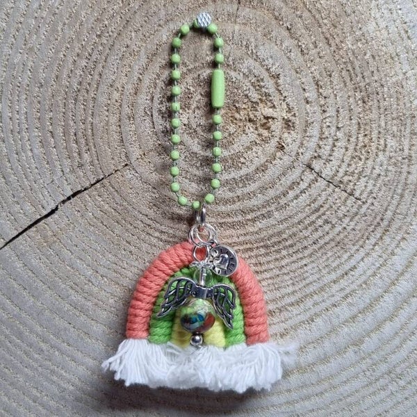 Sleutelhanger regenboog roze/groen/geel