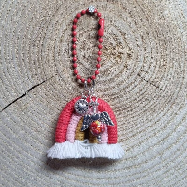 Sleutelhanger regenboog rood/roze/geel