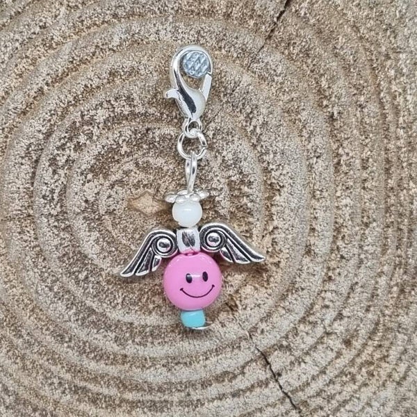 Geluksengel smilie roze