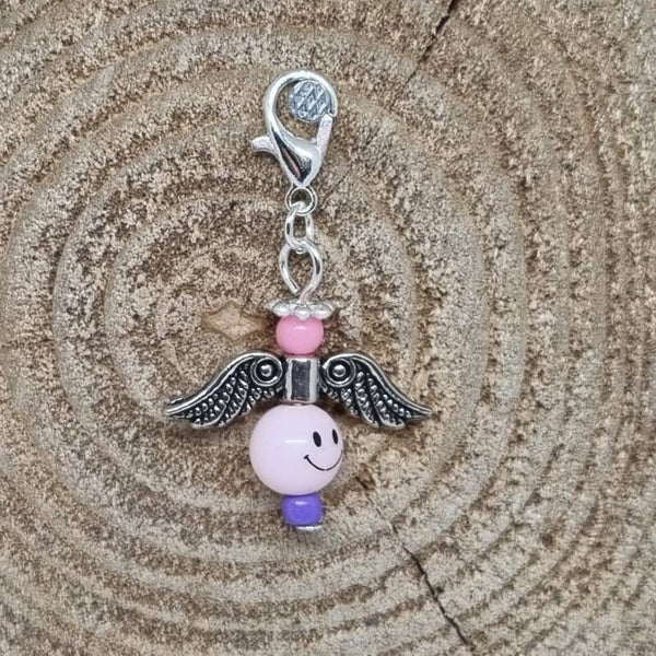 Geluksengel smilie roze