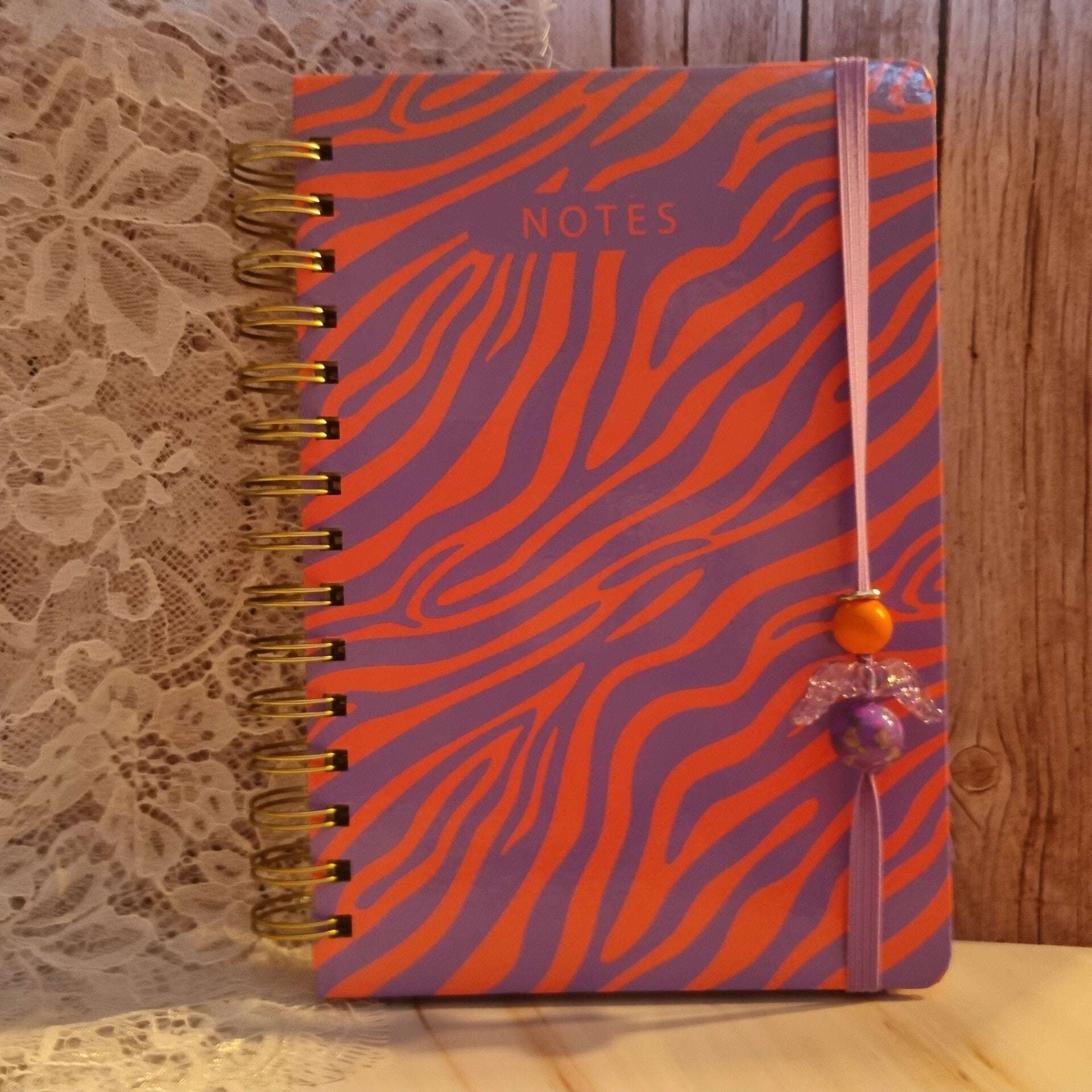 Notitieboek paars/oranje zebra