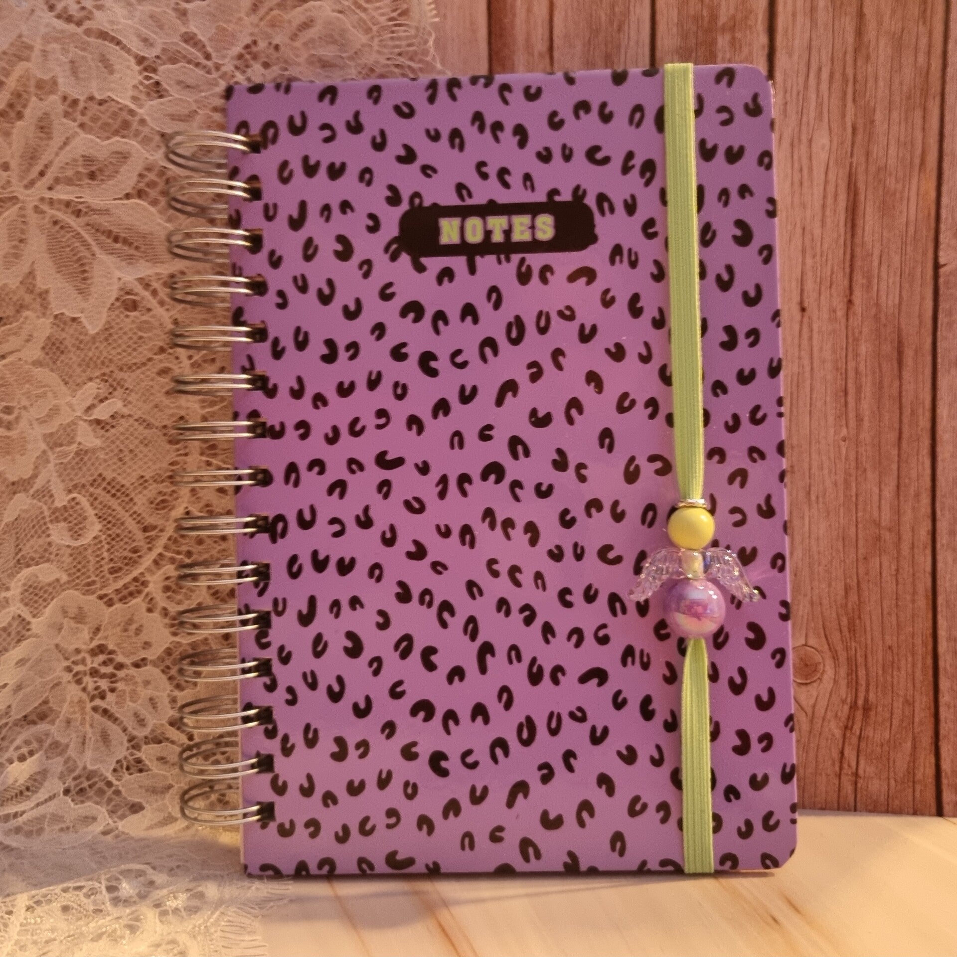 Notitieboek groen/paars panter