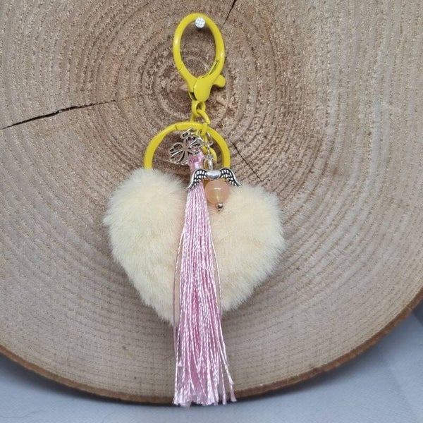 Tassenhanger geel/roze