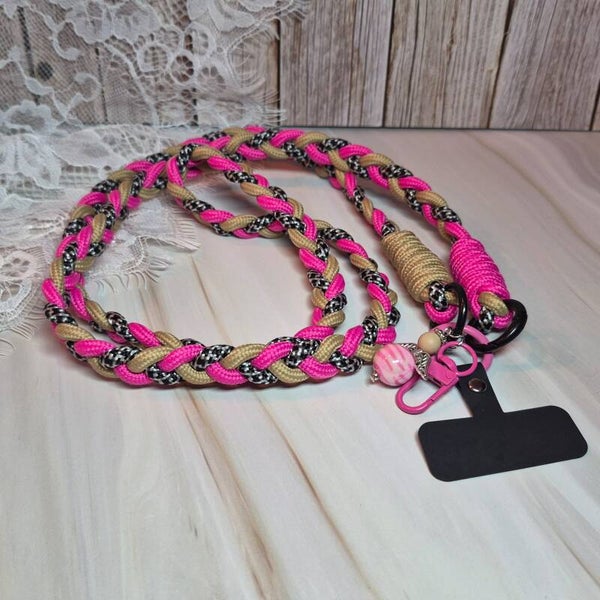 Telefoonkoord roze/beige/zwart/wit