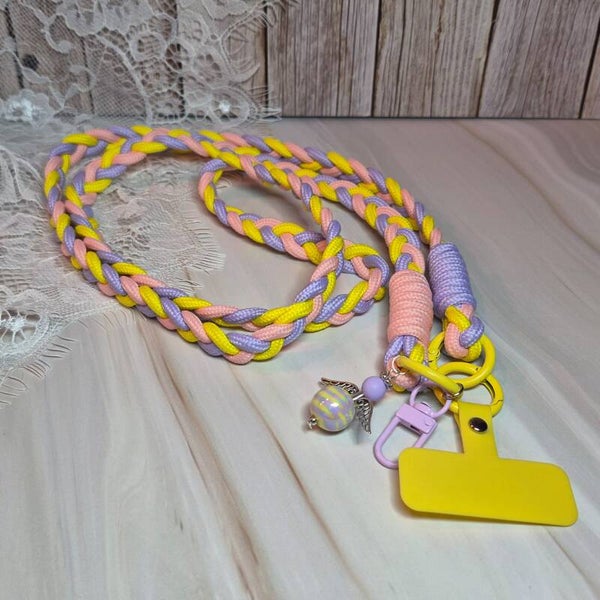Telefoonkoord geel/lila/roze