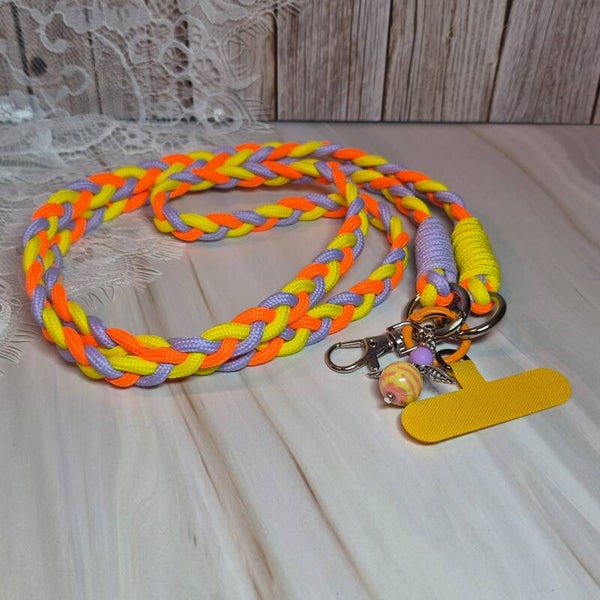 Telefoonkoord oranje/geel/lila