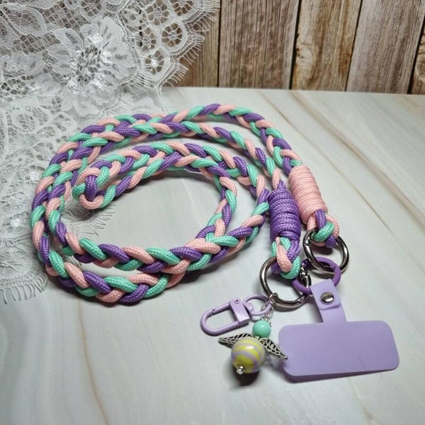 Telefoonkoord lila/roze/mint