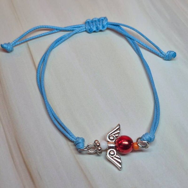 Waxkoord armband blauw