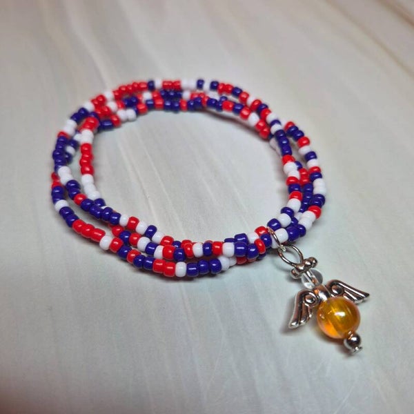 Armband op elastiek rood/wit/blauw
