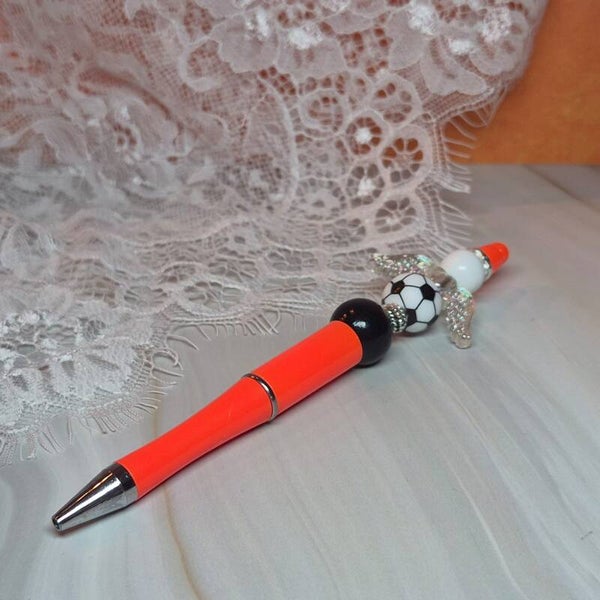 Pen oranje/zwart/wit