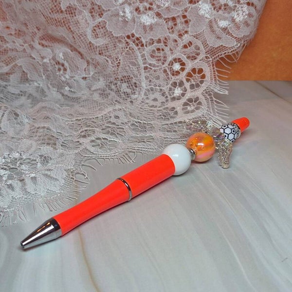 Pen oranje/wit/zwart