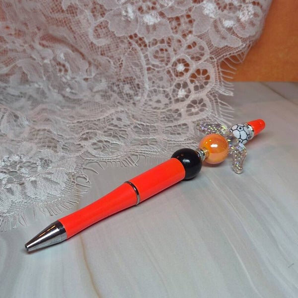 Pen oranje/zwart/wit