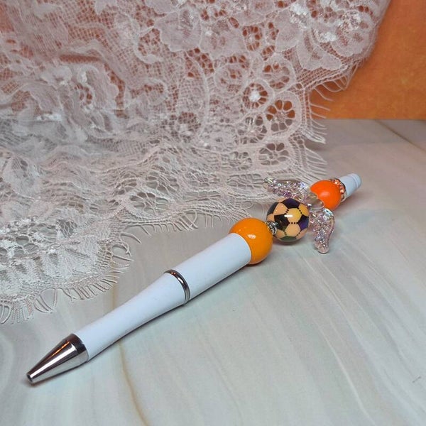 Pen voetbal oranje/zwart/wit