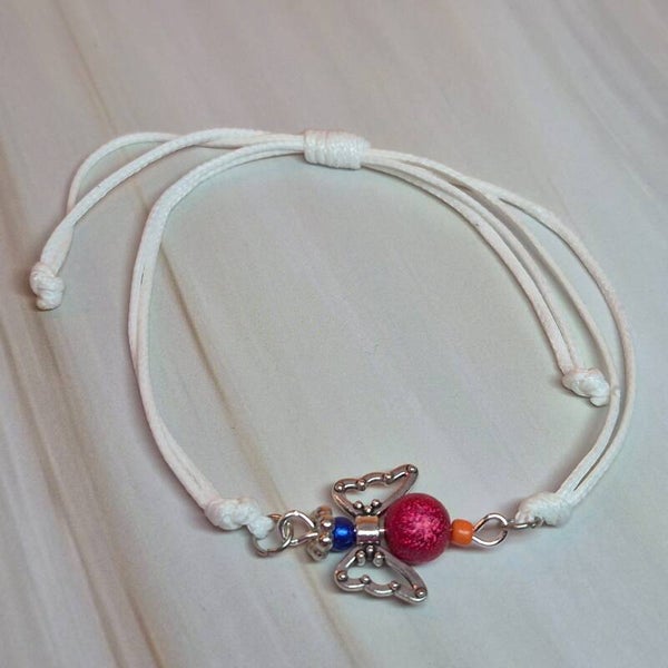 Waxkoord armband wit