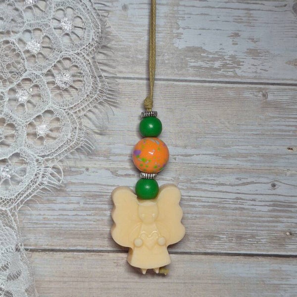 Zeepketting beige/zalm/groen