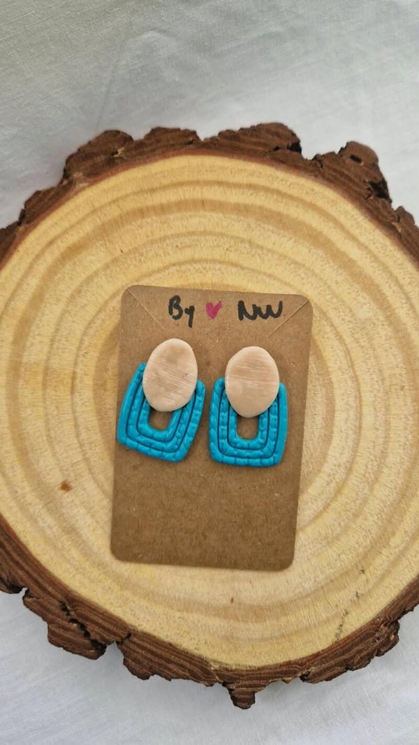 Pendientes cuadrado azul