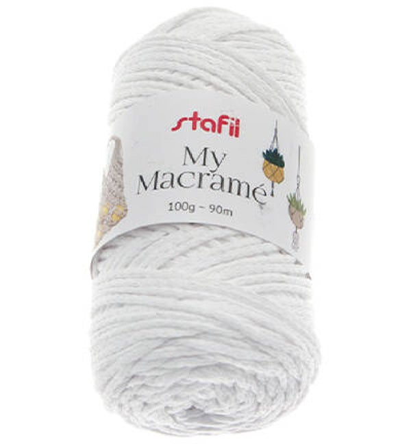 Macrame Yarn, wit 100gr / 90mtr / ca.2mm stafil