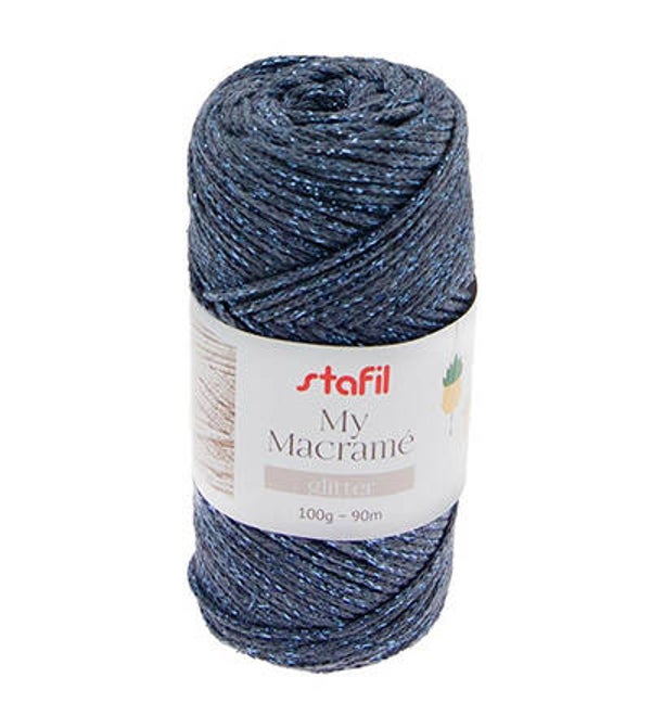 Macrame Glitter, Indigo 100gr / 90mtr / 2mm stafil