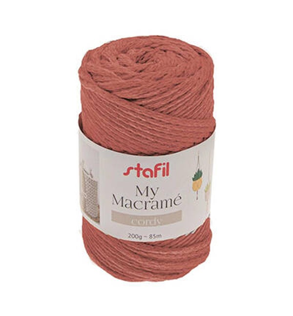 Macrame Cordy, Brick Rood  200gr / 85mtr. / 4mm stafil