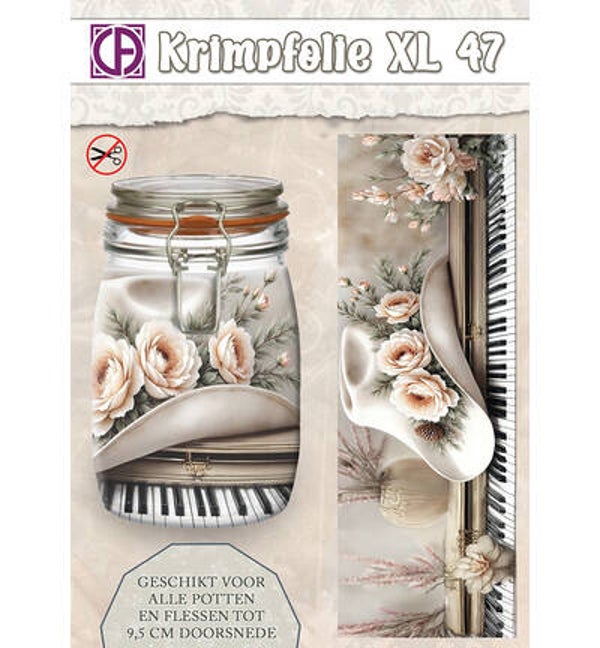 Krimpfolie Fles/pot, tot 9.5cm, nr. 47, hoed+piano