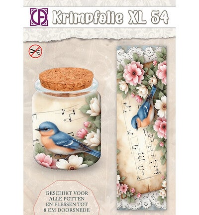 Krimpfolie Fles/pot, tot 8cm, nr. 54 vogel