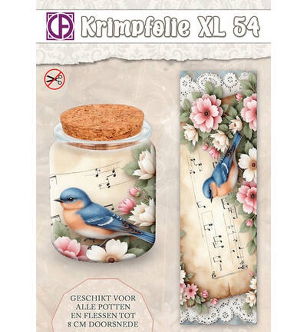 Krimpfolie Fles/pot, tot 8cm, nr. 54 vogel