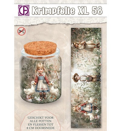 Krimpfolie Fles/pot, tot 8cm, nr. 58. kind met ganzen