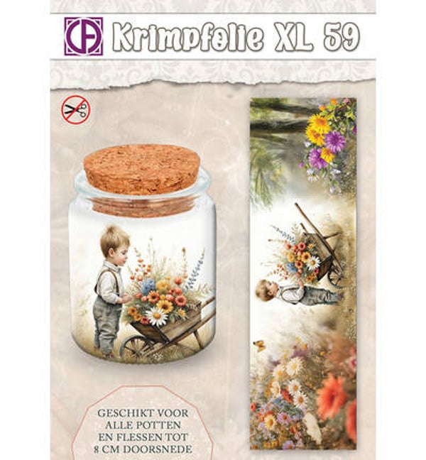 Krimpfolie Fles/pot, tot 8cm, nr. 59. jongetje