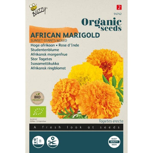 Buzzy® Organic Tagetes, Afrikaan Sunset Giants gem. (BIO)