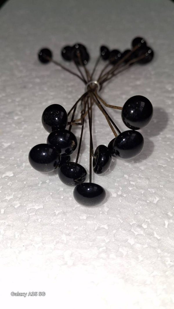 glazen oogjes zwart 10mm + 8mm