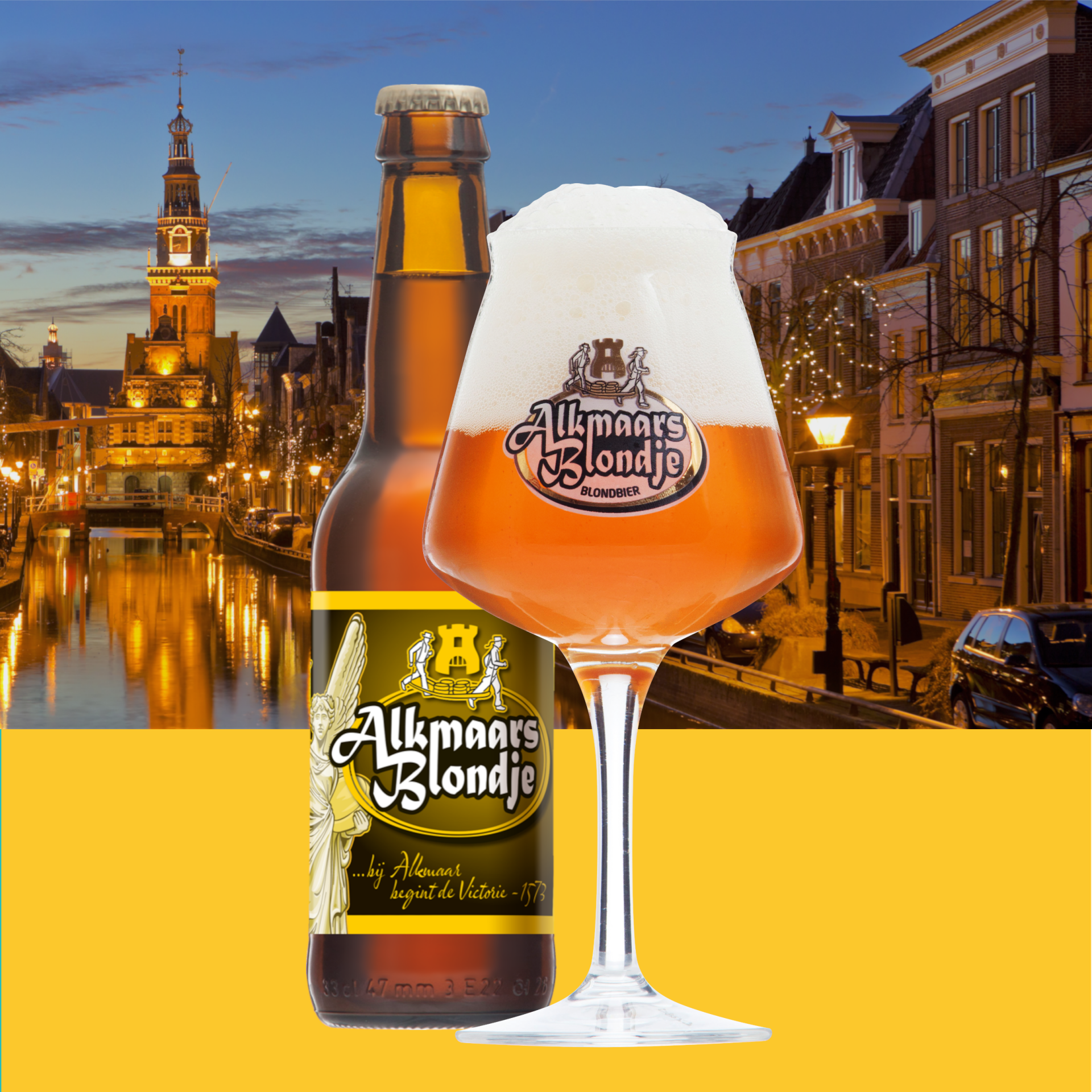 Fles en glas Alkmaars Blondje