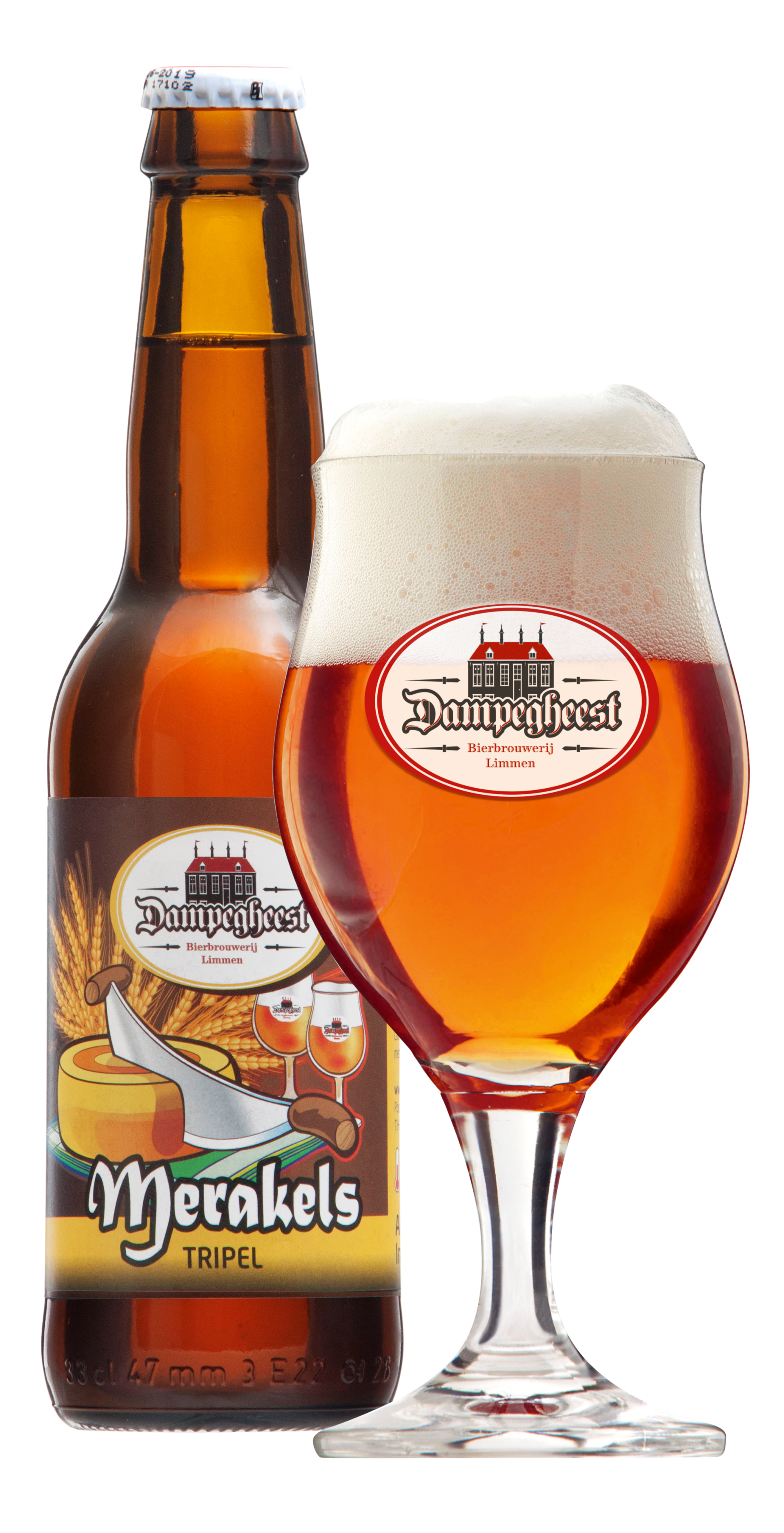 Fles en glas Merakels Tripel